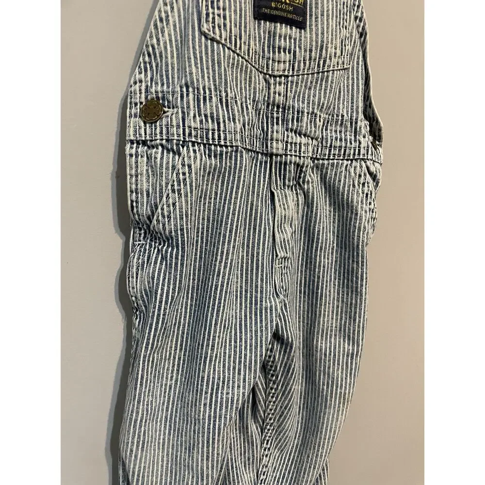 Vintage OshKosh Overalls‎ Light Blue White Stripe 2t Vestbak